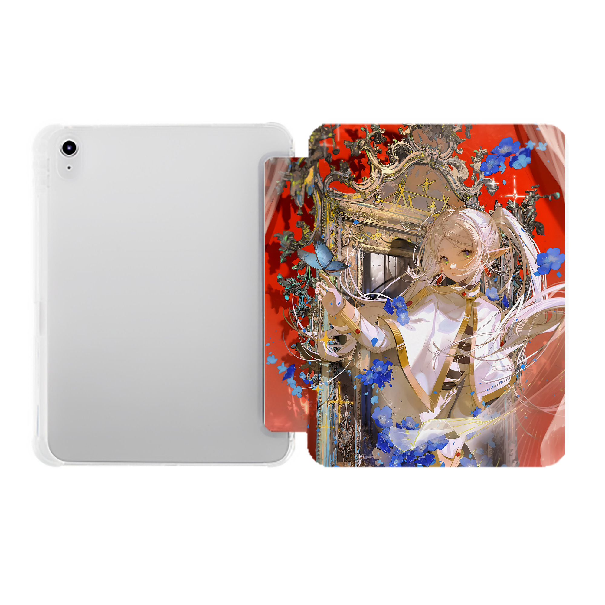 （画像用） 葬送のフリーレン Frieren IPad ケース ペン収納付き 三つ折りスタンド PUレザー×シリコン 対応機種9.5/10.5/10.9インチ
